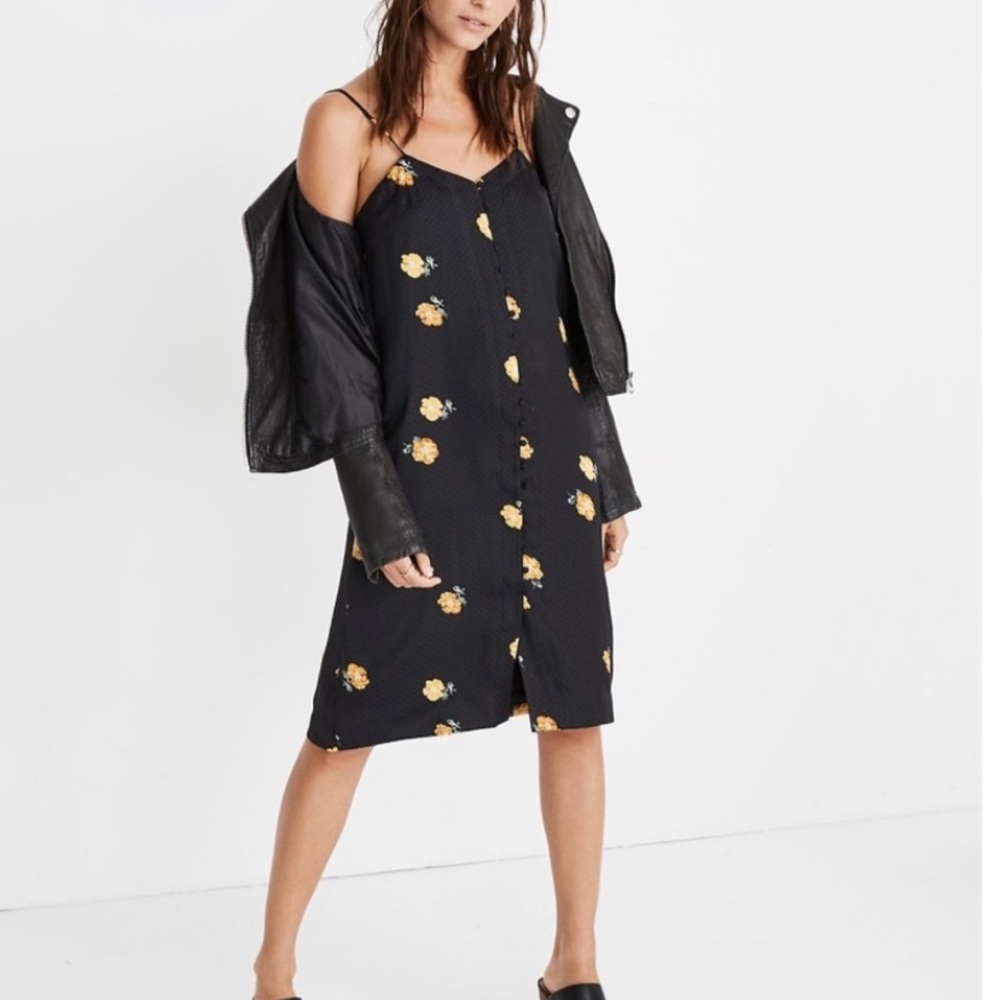 Madewell Button-Front Slip Dress Floating Florets